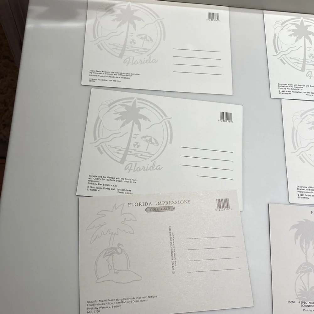 11 Vintage 90’s Scenic Florida Impressions POST CARDS w/ palm trees on back